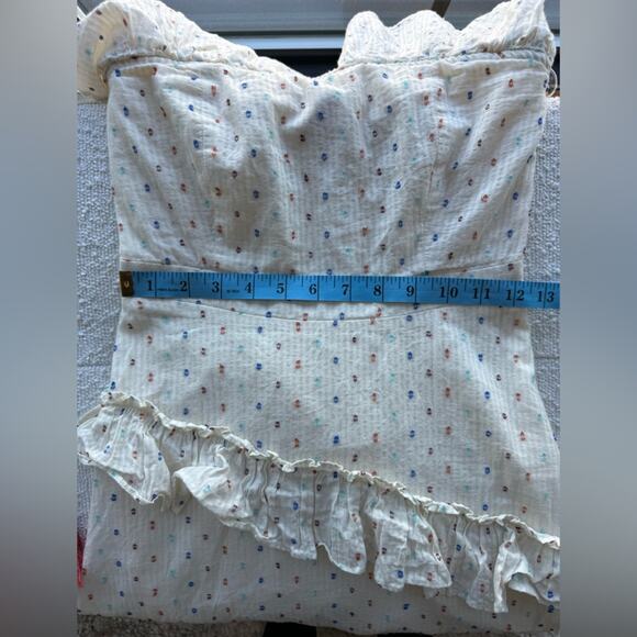 Red Carter Asmae Strapless Cotton Ruffled Cream Midi Dress Size Small - Picture 15 of 15